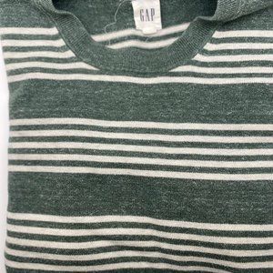Gap Men's Sweater (Green, White Stripes) Medium